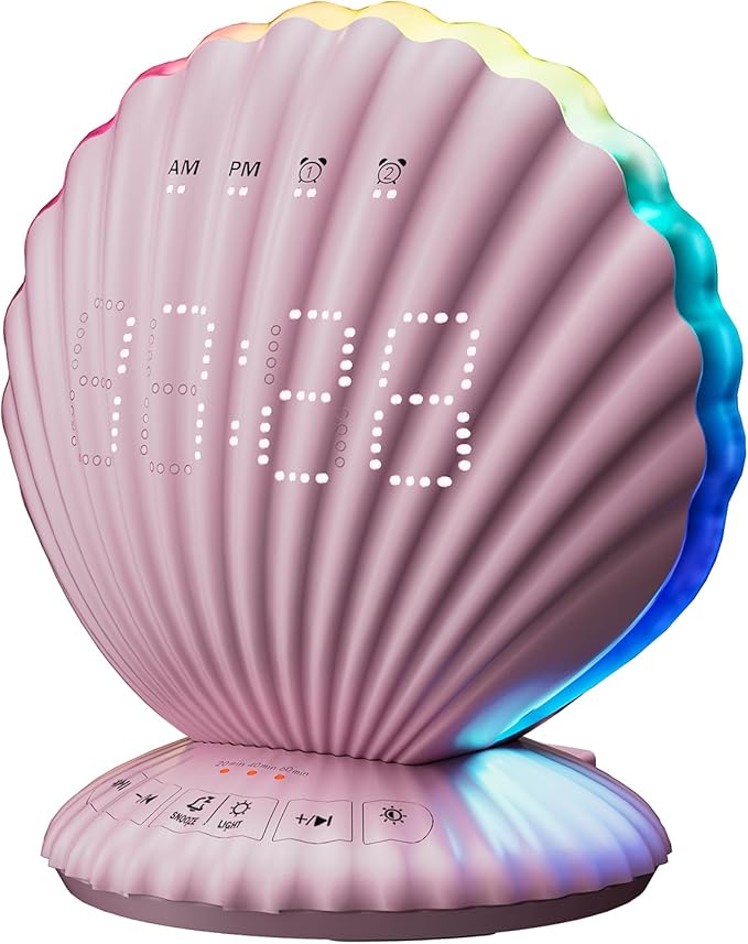 Alarm Clocks for Bedrooms,Portable Bluetooth Speaker,White Noise Sound Machines,Song 20/40/60 Timer,RGB Night Light,Bedroom Decor Aesthetic,Ideal Gift for Adult Women Teen Girls Boys(Pink)-CubbioJoy