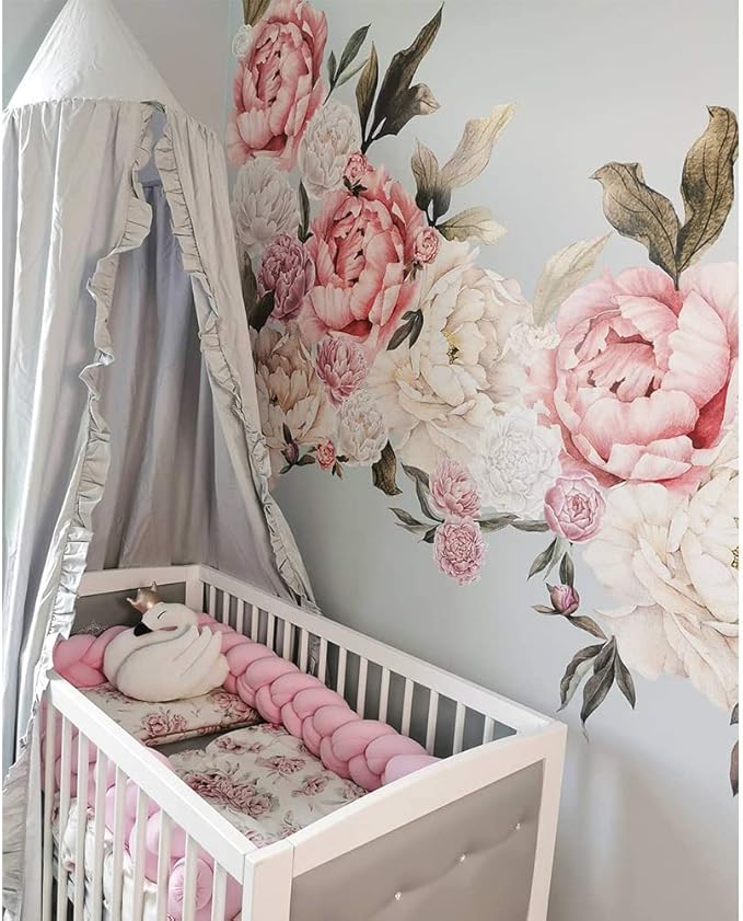 Bed Canopy with Frills Reading Nook Game Tent for Kids Boho Hanging Net Play Room Decor(Light Grey)-CubbioJoy