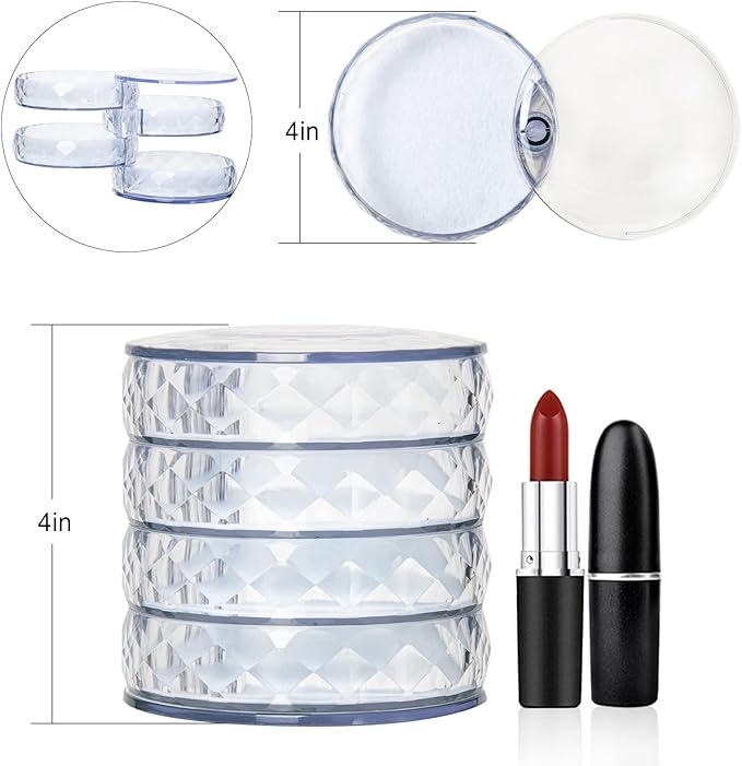 CONBOLA Acrylic Jewelry Organizer, Small Storage Box Jewelry Earring Holder for Women, 5-Layer Rotating Travel Jewelry Tray Case with Lid for Bracelet-CubbioJoy