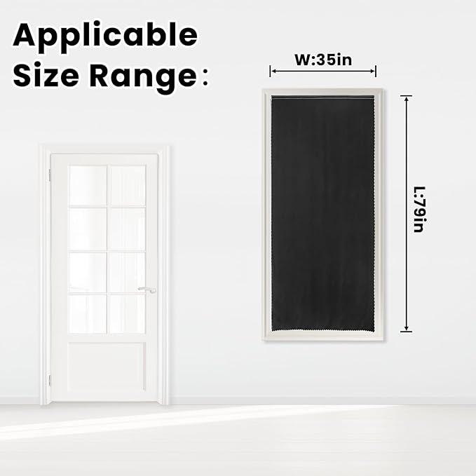 Adhesive Blackout Curtains- Self Stick Shades Window Blinds Curtains No Rod Needed Easy to Hang Curtains, Use for Bedroom, Living Room, Dining Room, Kitchen, Home Office, 35"W X 79"L, Black, 1 Panel-CubbioJoy