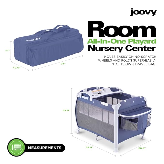 Joovy Room-Playard, Nursery Center, Bassinet, Changing-Table, Slate-CubbioJoy