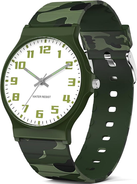 Kids Analog Watch Boys Girls, 30M Waterproof, Sports Watch for Boys, Easy to Read Children's Thin Dial Wrist Watches with Soft Band, for Ages 5-15 Kids Great Birthday Gifts Christmas Day-CubbioJoy
