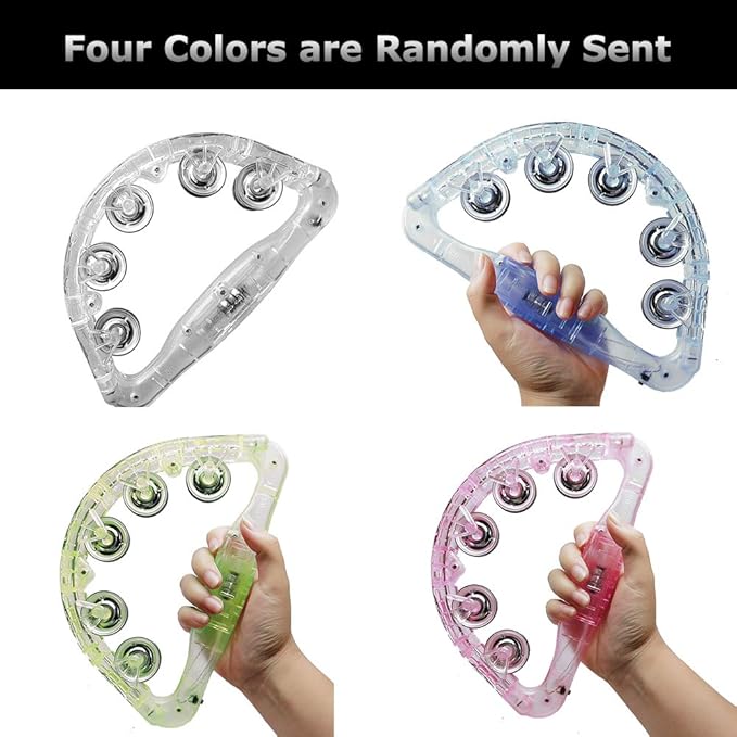 Aywewii LED Tambourine for Kids & Adults, Light Up Toys Handheld Musical Flashing Tamborine with 3 Modes, Sensory Toys Autism Toys for Birthday, Christmas, Concerts & Party-CubbioJoy