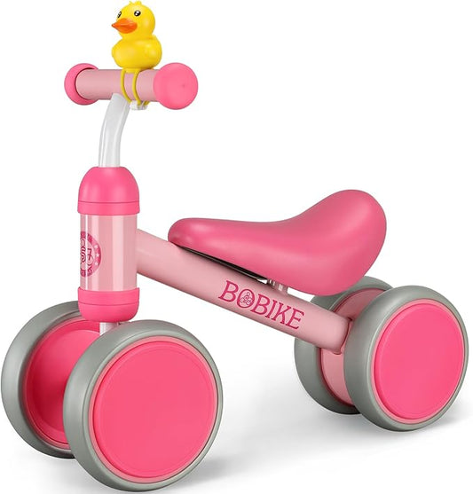 Baby Balance Bike Toys for 12-36 Months Kids Toy Boy and Girls Gifts Toddler Best First Birthday Gift Children Walker No Pedal Infant 4 Wheels Bicycle (Classic, Rose Red)-CubbioJoy