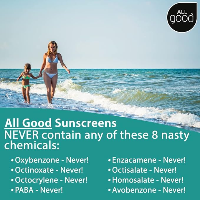 All Good Baby & Kids Mineral Sunscreen Butter Stick for Face, Nose, Ears - UVA/UVB Broad Spectrum SPF 50, Coral Reef Friendly, Water Resistant, Zinc Oxide, Coconut Oil, Vitamin E (2.75 oz)(3-Pack)-CubbioJoy