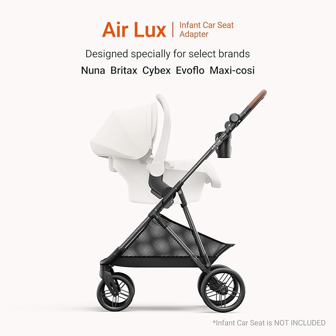 Air Lux Baby Stroller with Carbon Fiber Frame, One-Hand Fold & Reversible Seat, Magnetic 5-Pt Harness, Car Seat Adapter, 15.8lbs, Cinder-CubbioJoy