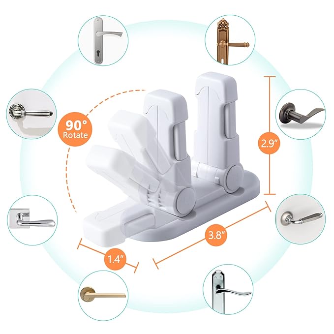 Door Lever Lock (3 Pack) Door Locks for Kids Safety, Baby Proofing Door Knob Child Proof Door Knob Covers, Child Safety Locks for Doors, with 3M Adhesive, for Doors, Windows, Bathtubs, Faucets (White)-CubbioJoy