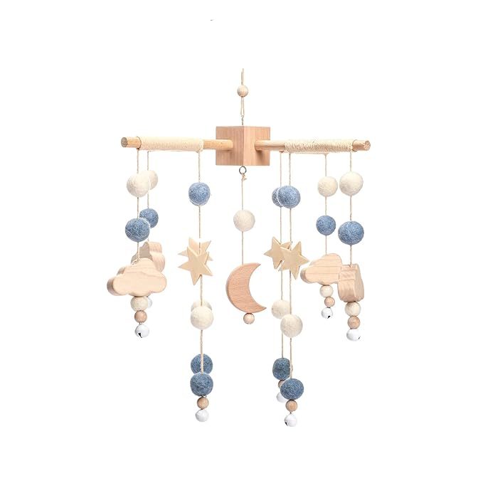 Baby Mobile for Crib | Baby Crib Nursery Mobile Star Moon for Baby Boys and Girls | Boho Nursery Decor | Baby Shower Set for Infant Bedroom Hanging Decoration Toy-CubbioJoy
