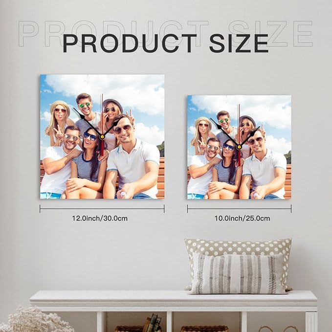 Custom Clocks for Walls Personalized Clocks with Photo Text Logo Customize Gifts for Kitchen Bathroom Home Creative-CubbioJoy
