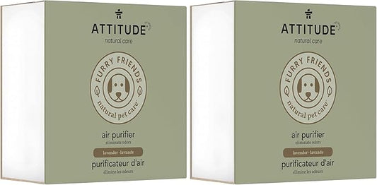 ATTITUDE Air Purifier with Activated Carbon Filter, Plant- and Mineral-Based Ingredients, Traps Pet Odors and Pollutants, Vegan and Cruelty-free, Lavender, 8 Ounces (Pack of 2)-CubbioJoy