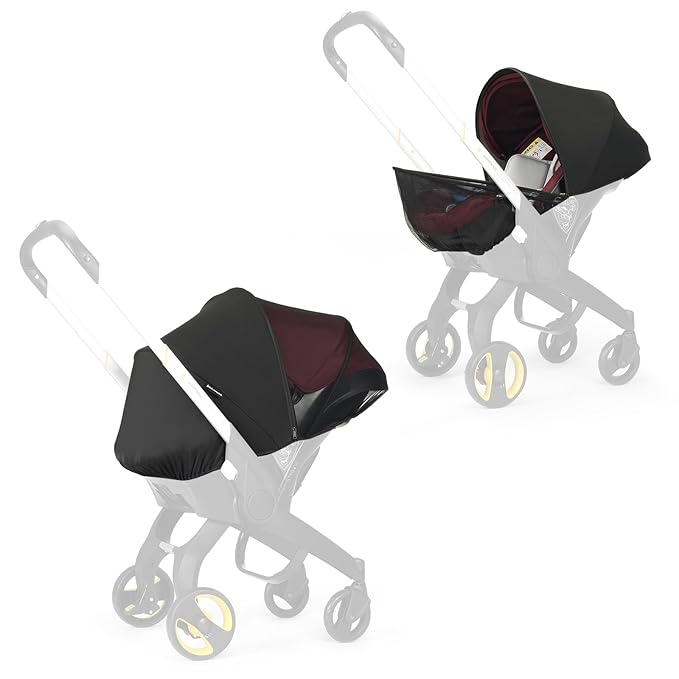 Beberoad Love 2-in-1 Car Seat Canopy - Universal Baby Car Seat Cover with Sunshade & Mesh Protection, 2-Way Zipper for Easy Access (Black)-CubbioJoy