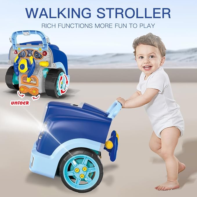 Interactive Truck Engine Toy with Removable Parts - Lights, Sounds, and Fun for Young Mechanics -Unleash Their Creativity and Motor Skills with This Truck Engine Toy (Bule)-CubbioJoy