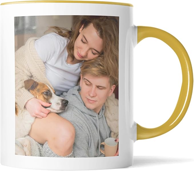 Custom Mug Upload Your Picture Personalized Coffee Mug with Photo Text Name Customized Cup Unique Ideas Gifts for Men Women Mom Dad Girlfriend Boyfriend Friend Family (Yellow, 11oz)-CubbioJoy