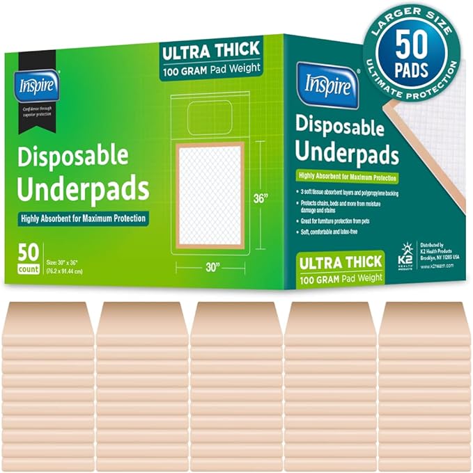 Inspire Super and Ultra Absorbent Disposable Bed Pads (30" X 36" Pack of 50)-CubbioJoy