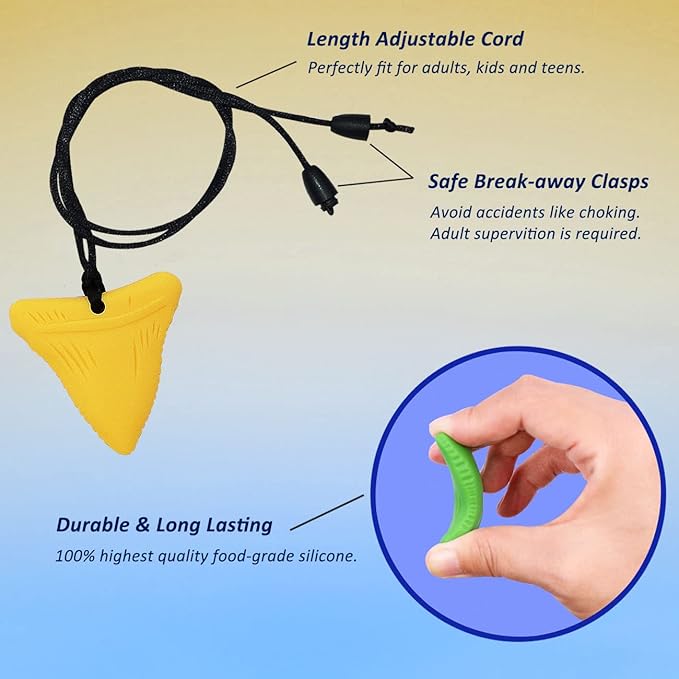 Chew Necklace for Kids Adults, Silicone Chew Toys for Kids Boys Girls with Anxiety Autism ADHD SPD Needs, Autism Sensory Necklaces for Chewing - 5 Pack-CubbioJoy