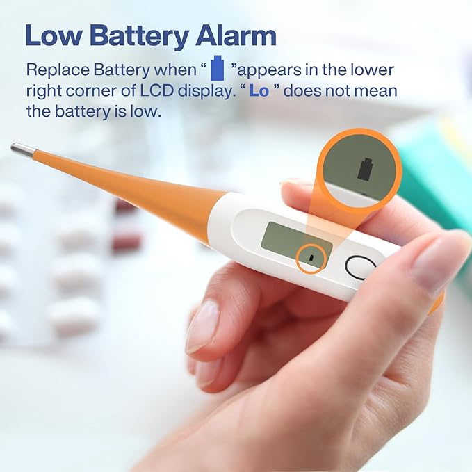 Boncare 10 Seconds Digital Thermometer for Adults and Kids - Accurate & Safe Rectal Thermometer for Baby with Fever Alarm, Oral Thermometer FSA HSA Eligible (Orange)-CubbioJoy