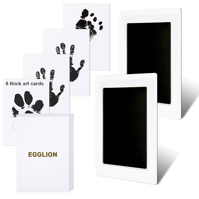 2-Pack Inkless Baby Hand and Footprint Kit with Mess-Free Ink Pad – Baby Safe Ink Pad for Hand, Foot & Paw Prints – Newborn Footprint & Paw Print Kit for Dogs and Cats – 8 Cards(Jet Black, L)-CubbioJoy