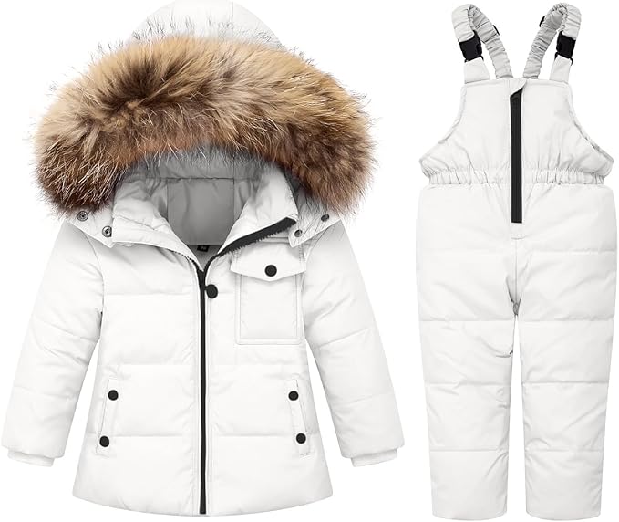 Baby Girl Winter Snowsuit Coat Boy Fur Snow Pants Bib Jacket For Toddler Clothes-CubbioJoy