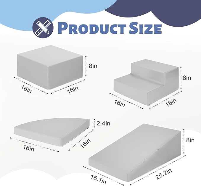 6-Piece Soft PU Leather Toddlers Climbing Toys, Baby Foam Climbing Blocks for Kids 3, Baby Climbing Structures Play Gym for Toddlers, Indoor Climb and Crawl Activity Play Set-CubbioJoy