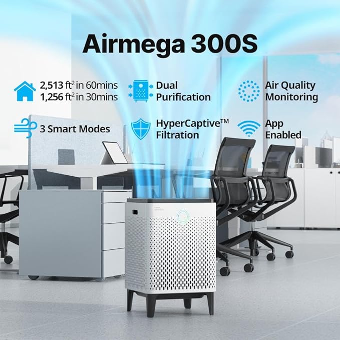 Coway Airmega 300S App-Enabled Smart Air Purifier (Covers 1,256 sq. ft.), True HEPA Air Purifier with Smart Technology, Compatible with Amazon Alexa-CubbioJoy