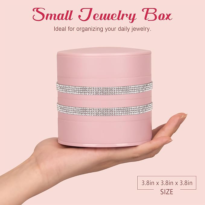 CONBOLA Jewelry Holder Organizer, Christmas Gifts Ideas for Women, Small Jewelry Storage Box Earring Holder, 5-Layer Rotating Jewelry Storage Tray with Lid for Bracelets Rings Bracelets-CubbioJoy