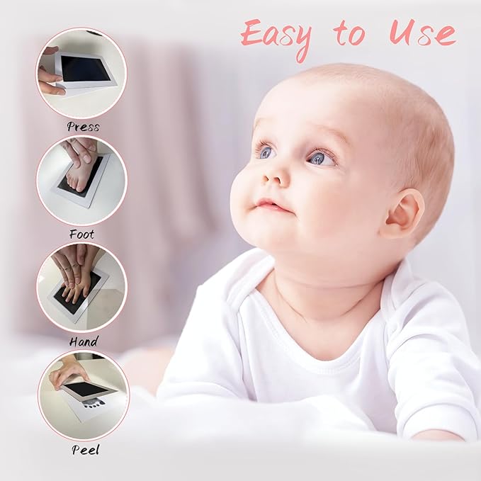 4-Pack Inkless Hand and Footprint Kit, Baby Footprint Kits, Clean Touch Baby Handprints and Footprints Kits,No Mess Ink Pad for Baby Hand and Footprints,Dog Paw Print Kit (Black)-CubbioJoy