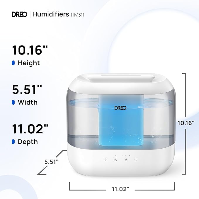 Dreo Top Fill 4L Humidifiers for Bedroom, 36H Runtime, 28 dB Quiet Cool Mist Supersized Air Humidifier for Large Room, Plants, Baby Nursery, Indoor, Night Light, Easy to Clean & Fill, Gray-CubbioJoy