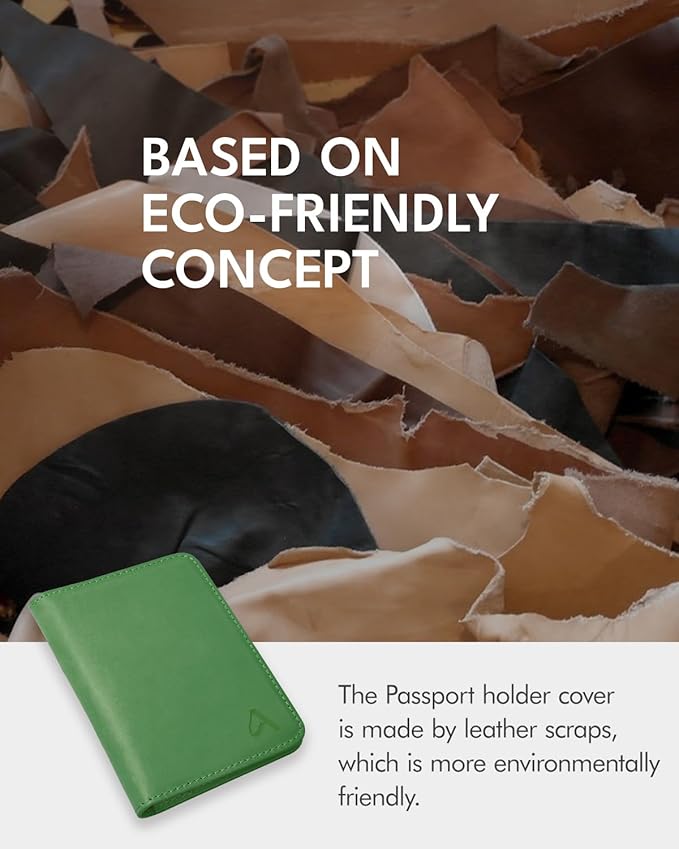 ALLIVE Passport Holder for Travel Women Men,Genuine Leather Passport Cover Wallet,Travel Must Haves Airport Essentials Travel Gifts Green-CubbioJoy