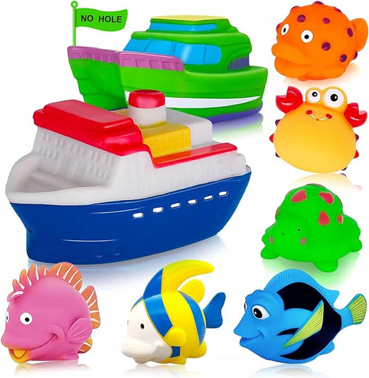 Bath Toys for Kids Ages 1-3 - Mold Free Bath Toy for Babies 6-12 Months - Toddler Pool Bathtub Water Table Toys - Valentines Day Gifts for 1 2 3 Year Old Boys Girls Easter Basket Stuffers Toy Boats-CubbioJoy