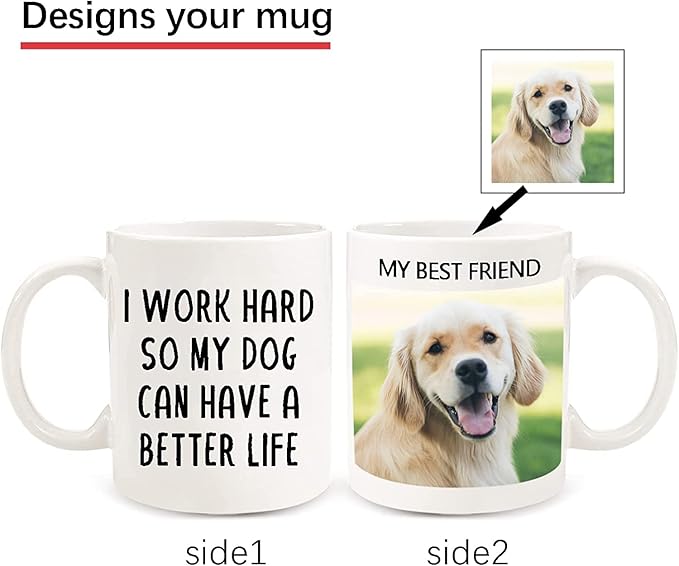 Custom Photo Coffee Mug with Your Picture and Text, Name - Personalized Gifts for Family, Girlfriend, Boyfriend, Best Friend, Birthday, Halloween, Christmas Gifts, Taza Personalizadas - 11oz White-CubbioJoy