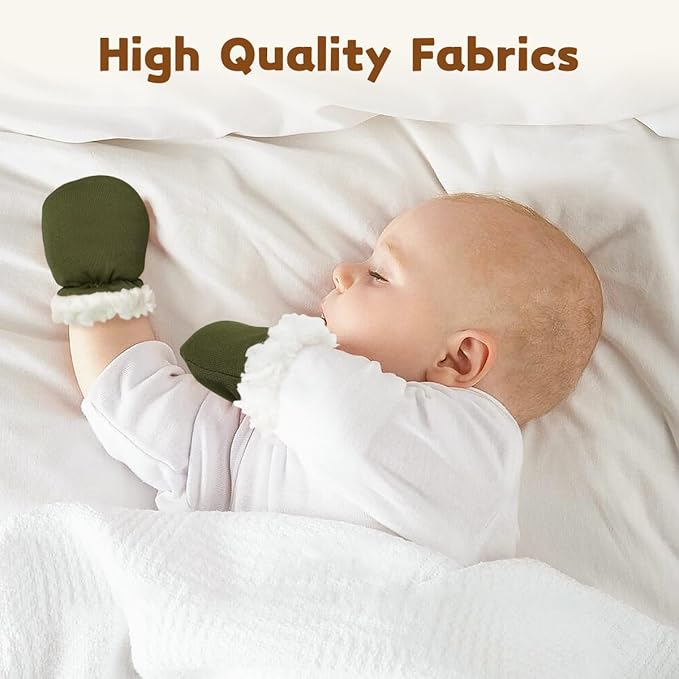 Cute Baby Mittens Newborn, No Scratch Baby Boy Mittens, Baby Girl Hat Gloves for Toddlers, Infant, Newborn-CubbioJoy
