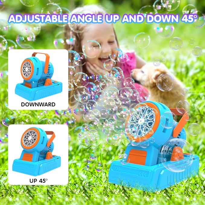 Automatic Bubble Machine 10 Holes Bubble Blower 20000+ Big Bubbles Per Minute Bubbles for Kids Portable Bubble Maker Operated by USB or Batteries for Outdoor Birthday Gifts Wedding Easter Party Favor-CubbioJoy