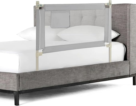 BABY JOY Bed Rail for Toddlers, 47''Long, Height Adjustable & Foldable Baby Bed Rail Guard w/Storage Pocket & Double Safety Child Lock for Kids Twin Double Full Size Queen King Mattress (Grey)-CubbioJoy