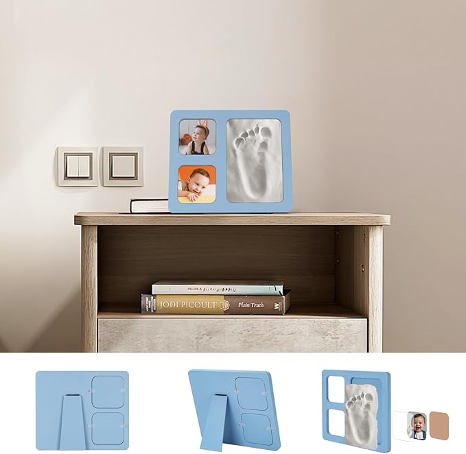 Baby Handprint and Footprint Kit, Blue Babies Keepsake 4x6 Clay Frame, for Record Newborn Footprints, Handprints or Pet Paw Prints-CubbioJoy