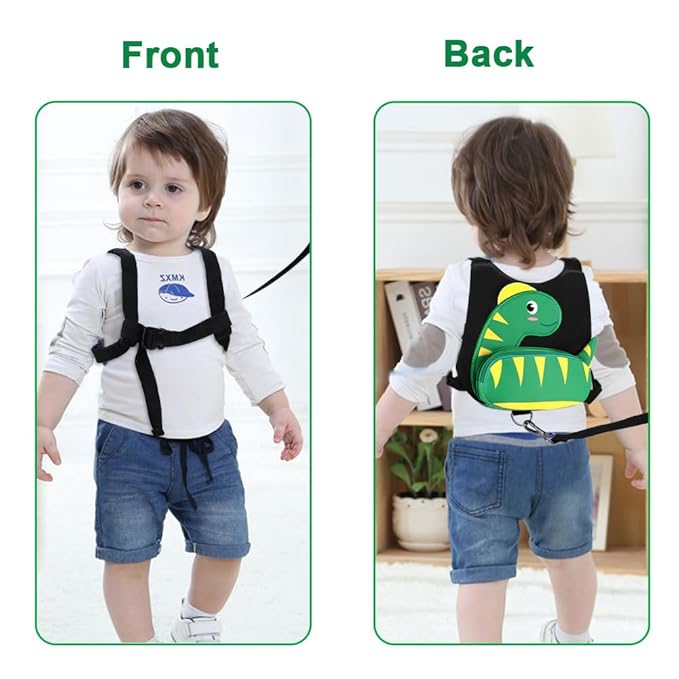 Accmor Toddler Harness Leash + Anti Lost Wrist Link, Cute Dinosaur Kids Harness with Leash, Adorable Child Harness Leash Wristband Strap Belt Protector for Baby Boys Girls to Outdoor Travel-CubbioJoy