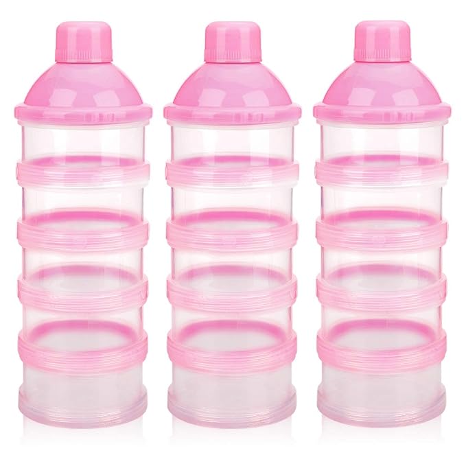 Accmor Formula Dispenser On The Go, 5 Compartments Stackable Formula Container for Travel, Baby Milk Powder Kids Snack Container, BPA Free-CubbioJoy