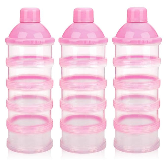 Accmor Formula Dispenser On The Go, 5 Compartments Stackable Formula Container for Travel, Baby Milk Powder Kids Snack Container, BPA Free-CubbioJoy