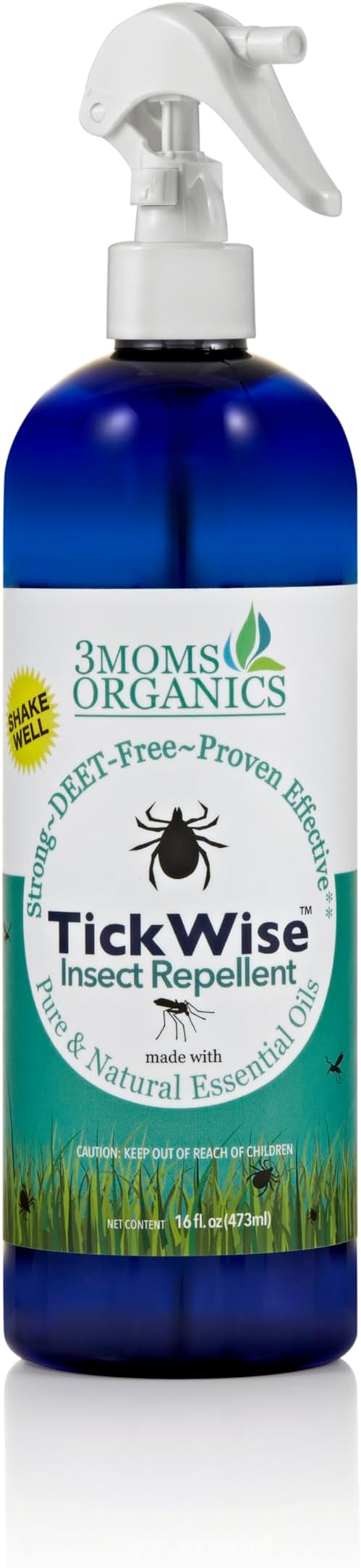 3 Moms Organics TickWise | 16oz Extra Strength, DEET- Free, Tick and Insect Repellent | Plant Based Essential Oils and All Natural Ingredients | Safe for Kids, Adults, Dogs and Horses-CubbioJoy