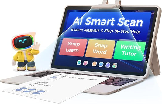 AI Kids Tablet with Scanner - 50000+ Content AI Tutor Learning Tablet with ELA, Math, ABC, Word, Read, Phonics, STEM for Homeschooler Educational Study for PreK - G6 (TalPad T100 with Keyboard)-CubbioJoy