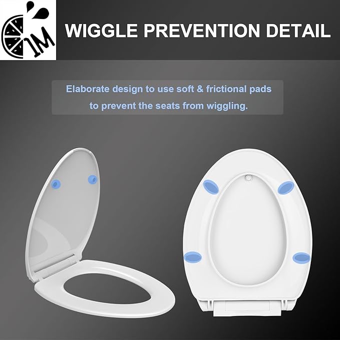 1M Soft Close Toilet Seat Elongated, Patented Quick Releasing for Easy Cleaning, Anti-Wiggling Design, Easy Installation (2PCS Pack)-CubbioJoy