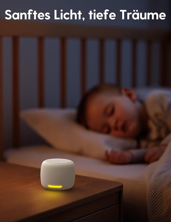 Babelio White Noise Sound Machine, Night Light, Mini and Portable, 15 Non-looping Sounds, Timer, Memory Function, for Adults Baby, Travel, White-CubbioJoy