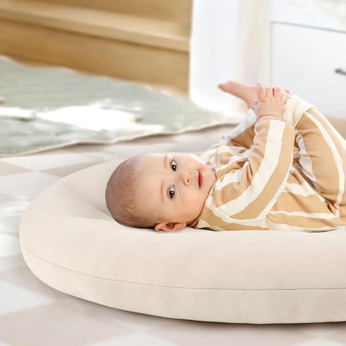 Baby Lounger for Newborn: Portable & Lightweight Pillow for Tummy Time Playtime & Diaper Changes - Skin-Friendly & Breathable for 0-12 Month Supervised Use-CubbioJoy