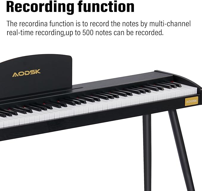 AODSK 88 Keys Digital Piano,Full-size semi weighted key,128 Tones & Rhythms, MIDI/USB Connectivity, Headphone Jack-CubbioJoy