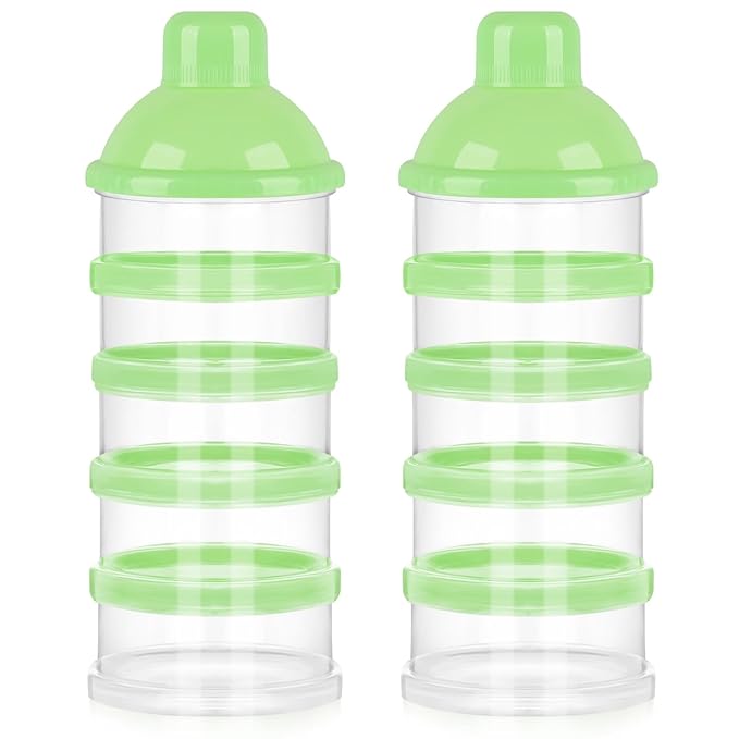 Accmor Formula Dispenser On The Go, 5 Compartments Stackable Formula Container for Travel, Baby Milk Powder Kids Snack Container, BPA Free-CubbioJoy