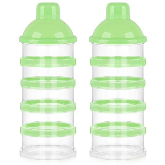 Accmor Formula Dispenser On The Go, 5 Compartments Stackable Formula Container for Travel, Baby Milk Powder Kids Snack Container, BPA Free-CubbioJoy