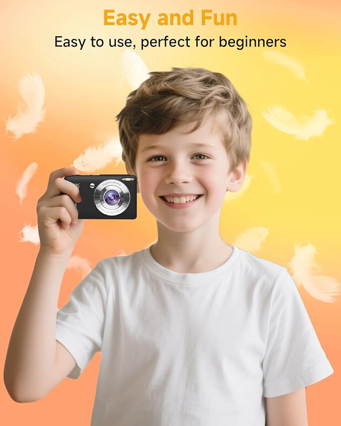 Digital Camera, 44MP FHD 1080P Camera for Kid with 16X Zoom Anti Shake, Compact Small Camera with 32GB SD Card, Digital Camera for Teens for Teens Girls Kids Adults(Black)-CubbioJoy