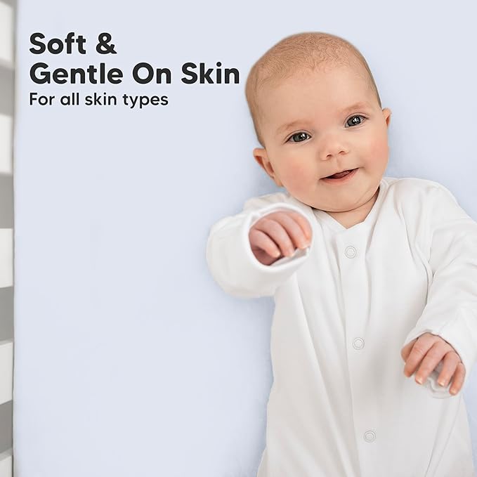 KeaBabies 2-Pack Organic Crib Sheets for Boys, Girls - 52x28 Fitted Crib Mattress Sheet Neutral, Breathable Jersey Cotton Cover for Baby Bed, Toddler Mattress, Soft & Cute Prints (Blue Flax)-CubbioJoy