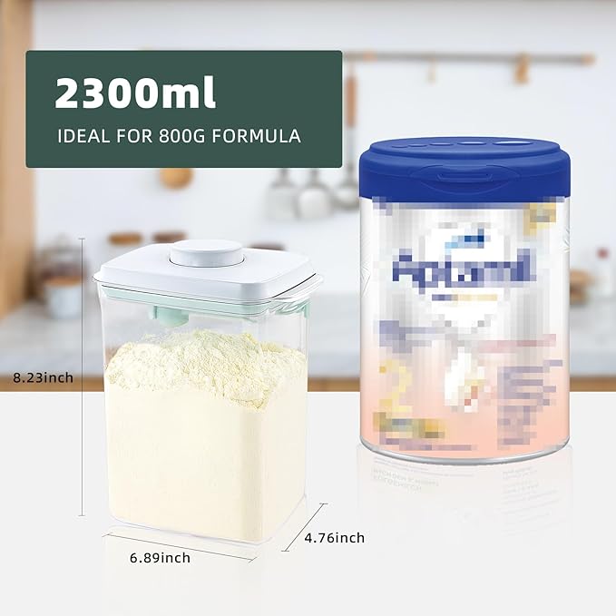 Baby Milk Powder Container - 2300ml Air Tight Formula Dispenser with Spoon and Scraper, BPA-Free, Clear, 28OZ, 1.76LB, 800g-CubbioJoy