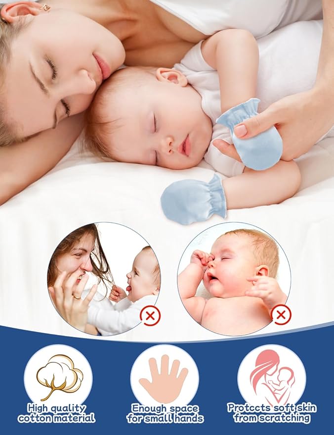 Cute Baby Mittens Newborn, No Scratch Baby Boy Mittens, Baby Girl Hat Gloves for Toddlers, Infant, Newborn-CubbioJoy