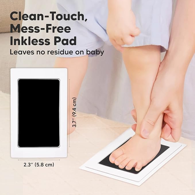 2-Pack Inkless Baby Hand and Footprint Kit - Mess Free Ink Pad for Newborn Keepsake, Dog Nose & Paw Print Kit, Clean Touch Ink Pad for Baby Hand & Footprints, Ideal New Mom Gifts (Jet Black)-CubbioJoy